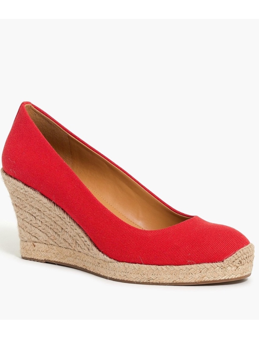 J.Crew Seville Red Canvas Espadrille Wedge Heels Size 7 NWOT